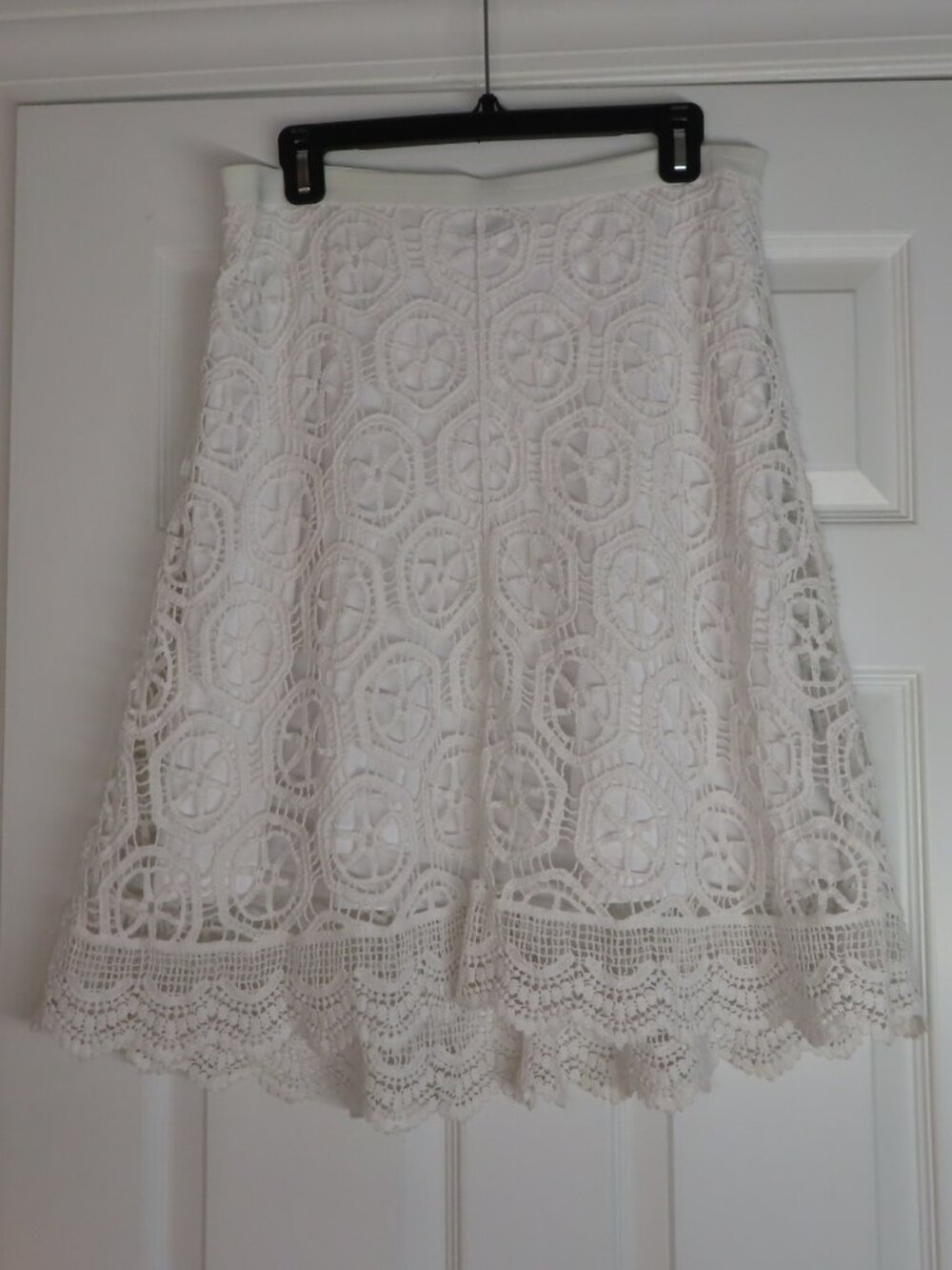 New Direction White Lace Pull on Skirt Lined Cottagecore Boho Beach Large Petite